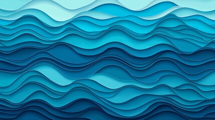Fototapeta premium An abstract pattern of layered blue waves, showcasing the beauty and movement of ocean water, perfect for design projects.