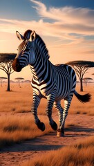 zebra at sunset