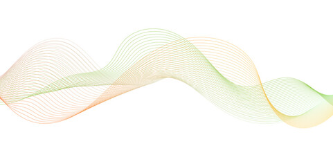 Abstract vector background with green wavy lines, Vector in concept of technology,  dots on a whit clean and fresh background, abstract wave element for design,  Digital frequency track equalizer.