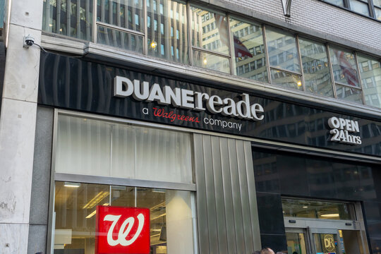New York City, USA - August 17, 2022: Duane Reade by Walgreens at Times Square in New York City, USA. Duane Reade is a combination pharmacy and convenience store. 