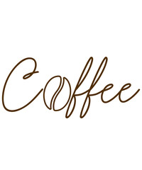 Coffee typography clip art design on plain white transparent isolated background for card, shirt, hoodie, sweatshirt, apparel, card, tag, mug, icon, poster or badge