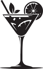 Cocktail Silhouette black and white background