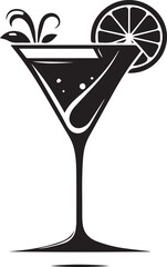 Cocktail Silhouette black and white background