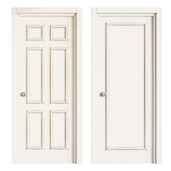 Two doors, one with a knob and one without, are shown side by side