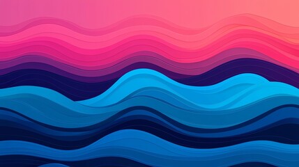 Fototapeta premium Vibrant abstract waves display a harmonious blend of pink and blue hues, creating a tranquil and modern visual experience.