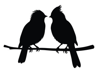 two birds on a tree silhouette design