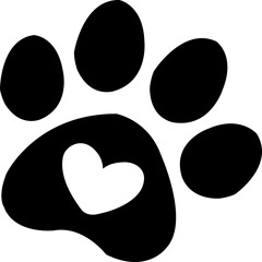 Dog paw print clip art design on plain white transparent isolated background for card, shirt, hoodie, sweatshirt, apparel, card, tag, mug, icon, poster or badge
