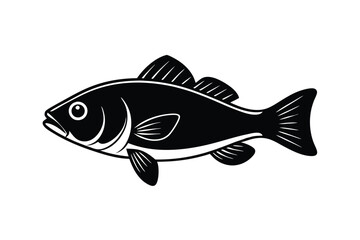 Cute Bass Fish Vector Illustration

