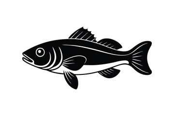 Cute Bass Fish Vector Illustration

