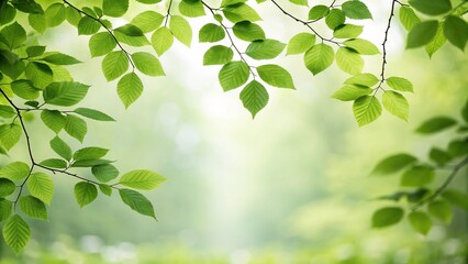 Branches and leaves in various shades of green blending seamlessly into the background, leafy greens, organic shapes