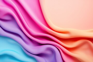 Obraz premium Vibrant waves of fabric in pastel colors create a soft and flowing aesthetic, perfect for backgrounds and design projects.