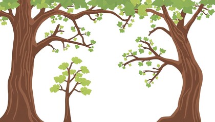 whimsical pattern of various trees set. pattern with autumn trees