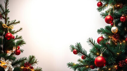 Christmas tree decorated with lights and ornaments, sparkling lights, festive, winter wonderland