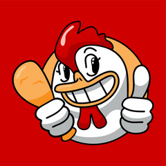 vector cute fried chicken logo concept