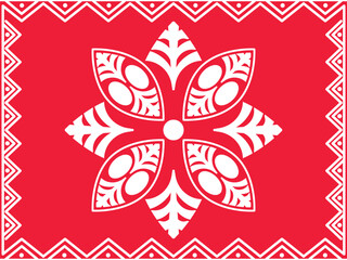 Handmade decorative tile art with Red color antique background illustration.