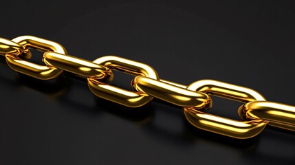 Fototapeta premium Gold Chain Links Connection Strength Luxury Success