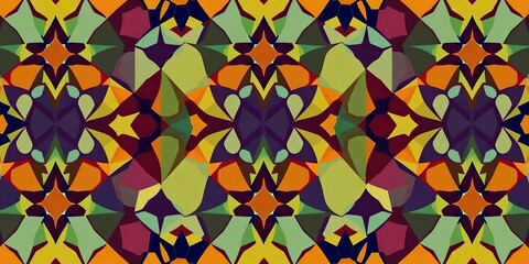 Geometric abstract colorful mosaic seamless pattern background with intricate shapes and bold colors, textured backgrounds, geometric art