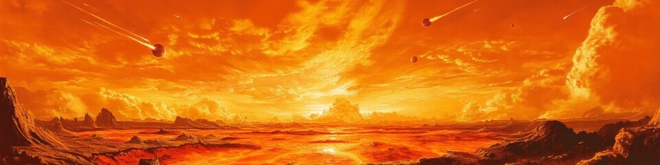 Fototapeta premium Dramatic Sunset Over an Alien Landscape