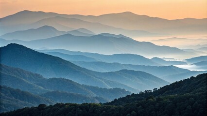 Fototapeta premium Gradual color transitions forming an abstract background with rounded hills, calming atmosphere, natural light filtering, gentle curves, soft focus effect