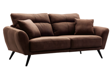 front view full length of a Brown couch sofa sticker transparent background PNG clipart
