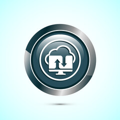 Cloud computing icon design illustration. Data storage and tech icon, Gray Color Round Button Design