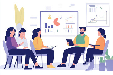 Motivated Businessman Leads Meeting with Stats and Charts for Financial Business Growth