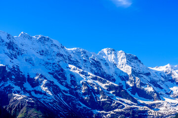 The Swiss Alps at Murren, Switzerland. Jungfrau Region. The valley of Lauterbrunnen from...