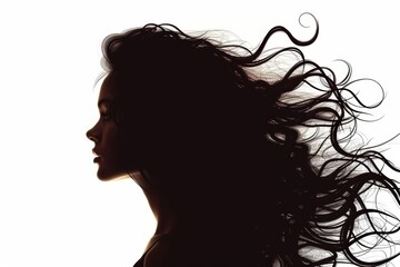 Naklejka premium Fashionable silhouette of a woman on a bright white background, for ads