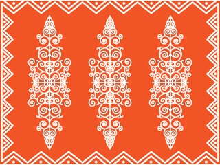 Handmade decorative tile art with orange color antique background illustration.