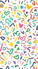 Playful Abstract Doodle Artwork with Hand-Drawn Sketches, Colorful Splashes, and Childlike Creativity for Fun and Whimsical Design Projects