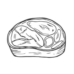 Sketch meat steak on white background. Hand drawn meat elements Retro style poster with cow banner vector illustration. Use for butcher shop, livestock farm.