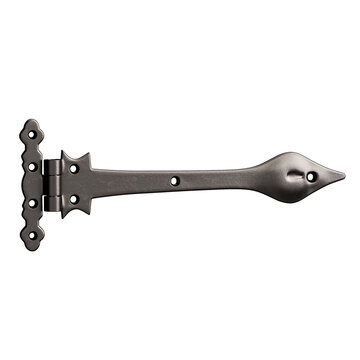 A metal hinge with a pointed end