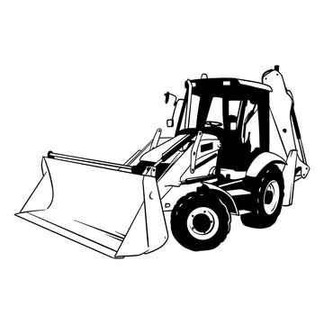 recommend clip art: Backhoe Loader - Heavy Equipment - Heavy Machinery, Construction Machinery Stencil Cut File