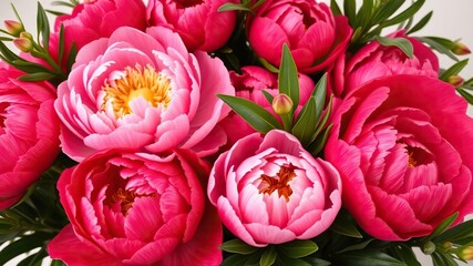 Delicate red peonies in a lush floral arrangement, luxurious flowers, spring flowers