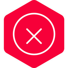 Red hexagon x mark flat icon design