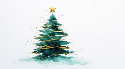 Christmas tree illustration festive e-card concept minimalist design home environment artistic viewpoint