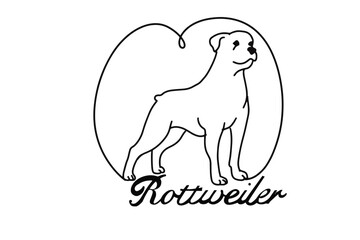 Vector silhouette of a dog with the handwritten word 