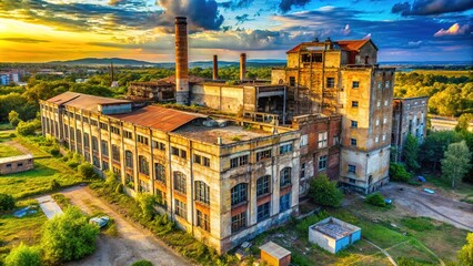 Fototapeta premium Abandoned TEBA factory, Romania; architectural thirds photo.