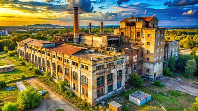 Abandoned TEBA factory, Romania; architectural thirds photo.