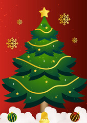 Colorful 3d Christmas Holiday's Poster Greeting Card With Season Wishes and Border Decorated With Berries, Stars and Candy Canes. For Background, Banner, Pamphlet, Certificate and Presentation