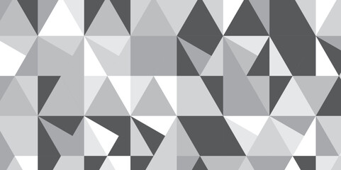 black and gray background seamless mosaic and low polygon triangle texture. triangles in gray tones. Triangle shape retro wall grid pattern geometric ornament tile vector square element.. , <
