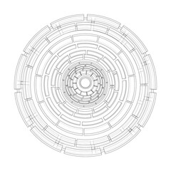 3D circular pattern. Style wireframe model