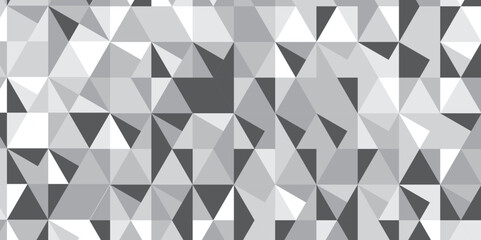 black and gray background seamless mosaic and low polygon triangle texture. triangles in gray tones. Triangle shape retro wall grid pattern geometric ornament tile vector square element.. , <
