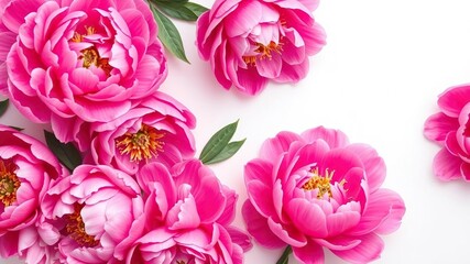 Floral pattern with pink peonies petals on a white background, interior design, elegant, nature