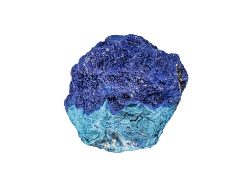 rough azurite mineral stone isolated on white background