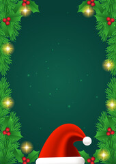 Green White and Red Poster Greeting Card for Season Celebration Christmas With 3d Element. Design Illustration for Cover, Print, Poster, Wallpaper, Background, Banner, Pamphlet, Presentation