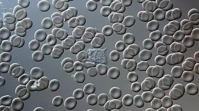 Human leukocyte (WBC) under microscope 
