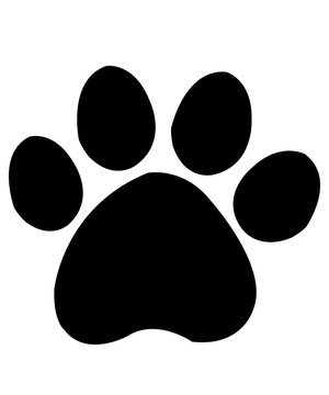 recommend clip art: Dog paw print clip art design on plain white transparent isolated background for card, shirt, hoodie, sweatshirt, apparel, card, tag, mug, icon, poster or badge