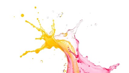 Juice splash with motion droplets isolated on white background, splash, purity, droplets