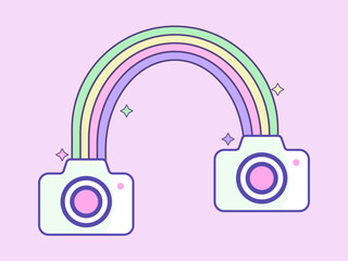 abstract art of camera rainbow flat design illustration